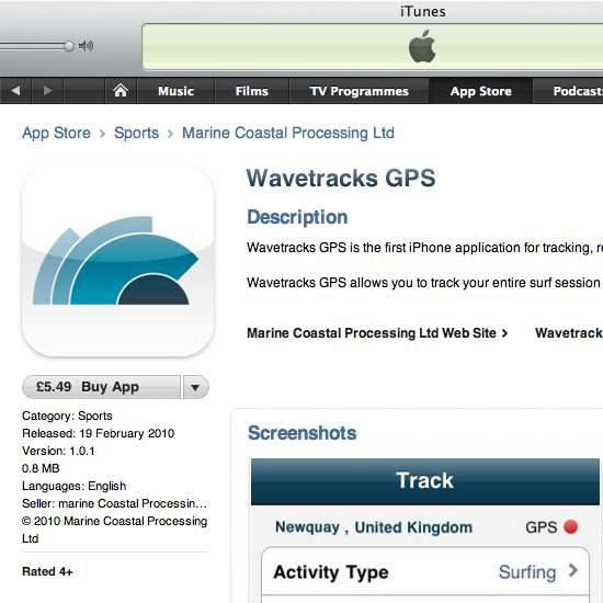 Wavetracks GPS available on the iPhone App Store